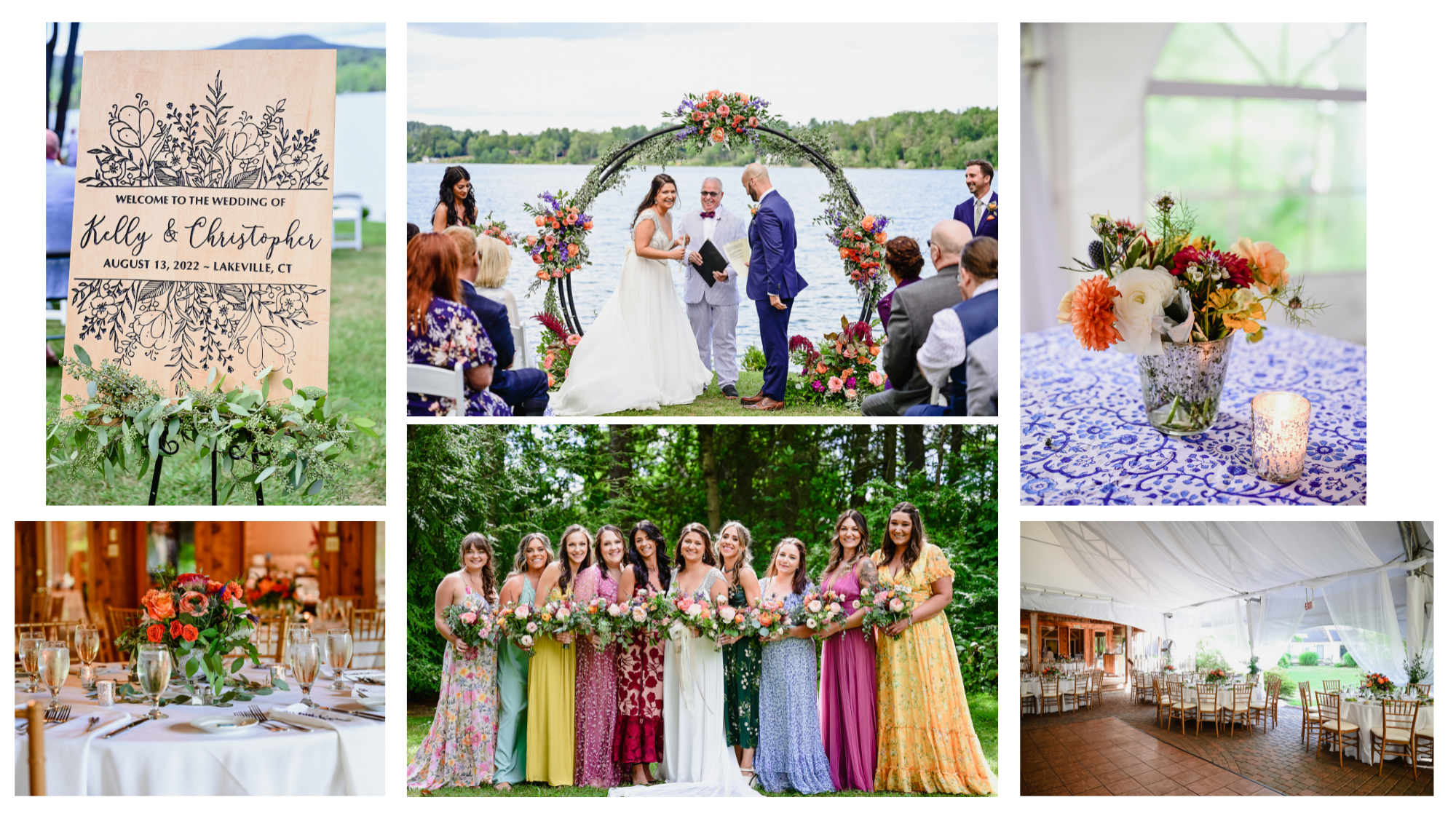 collage of brightly colored wedding photos